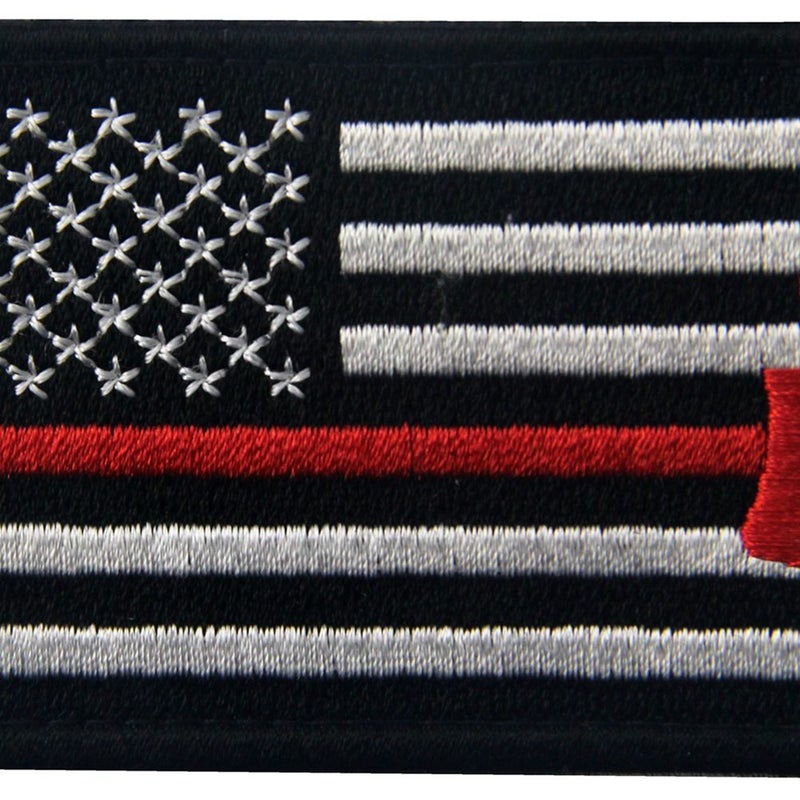 Rocking Planet US Flag with Firefighter Axe Embroidered Tactical Morale Hook & Loop Patch - Image 2